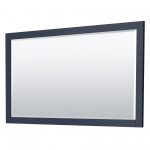 Miranda 66" Double Vanity in Dark Blue, No Top, Matte Black Trim, 58" Mirror