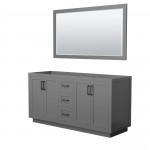 Miranda 66" Double Vanity in Dark Gray, No Top, Matte Black Trim, 58" Mirror