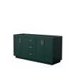 Miranda 66" Double Vanity in Green, No Top, No Sink, Brushed Gold Trim