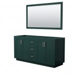 Miranda 66" Double Vanity in Green, No Top, Bruished Nickel Trim, 58" Mirror