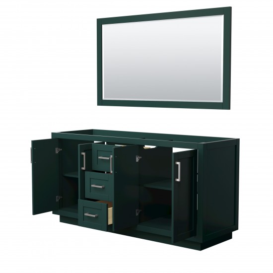 Miranda 66" Double Vanity in Green, No Top, Bruished Nickel Trim, 58" Mirror