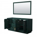 Miranda 66" Double Vanity in Green, No Top, Matte Black Trim, 58" Mirror