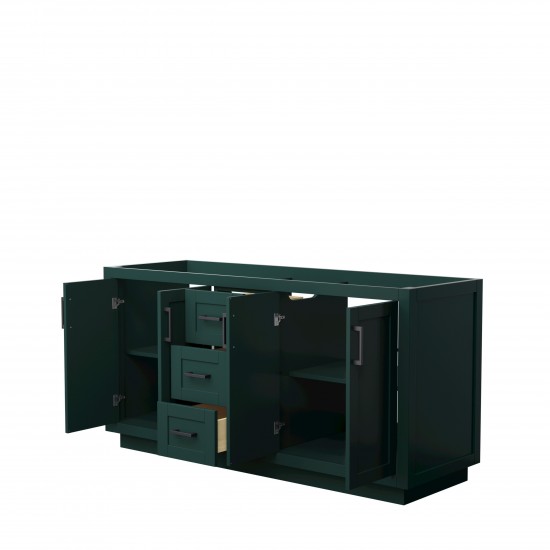 Miranda 66" Double Vanity in Green, No Top, No Sink, Matte Black Trim