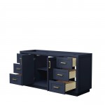 Miranda 66" Single Vanity in Dark Blue, No Top, No Sink, Brushed Gold Trim