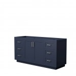 Miranda 66" Single Vanity in Dark Blue, No Top, No Sink, Brushed Nickel Trim