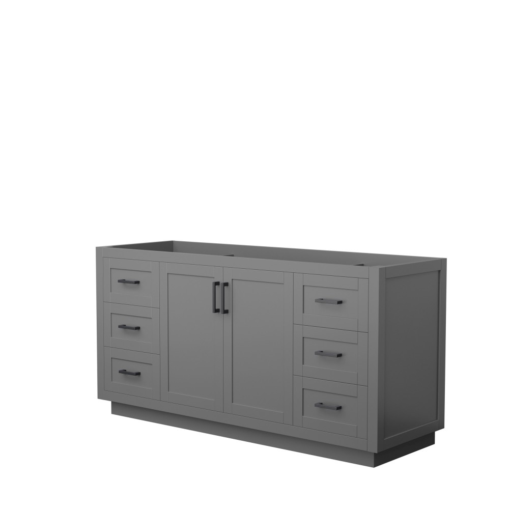 Miranda 66" Single Vanity in Dark Gray, No Top, No Sink, Matte Black Trim