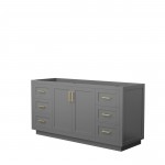 Miranda 66" Single Vanity in Dark Gray, No Top, No Sink, Brushed Gold Trim