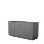 Miranda 66" Single Vanity in Dark Gray, No Top, No Sink, Brushed Nickel Trim