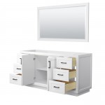 Miranda 66" Single Vanity in White, No Top, Matte Black Trim, 58" Mirror