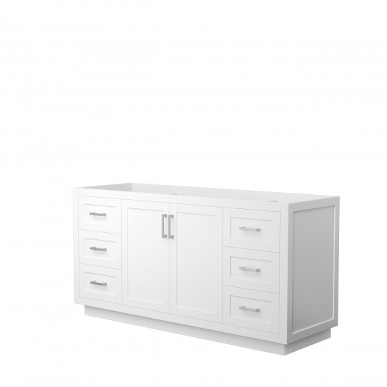 Miranda 66" Single Vanity in White, No Top, No Sink, Brushed Nickel Trim