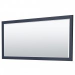 Miranda 84" Double Vanity in Dark Blue, No Top, Matte Black Trim, 70" Mirror