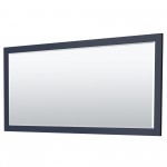 Miranda 84" Double Vanity in Dark Blue, No Top, Bruished Nickel Trim, 70" Mirror