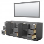 Miranda 84" Double Vanity in Dark Gray, No Top, Matte Black Trim, 70" Mirror