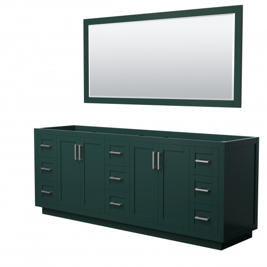 Miranda 84" Double Vanity in Green, No Top, Bruished Nickel Trim, 70" Mirror