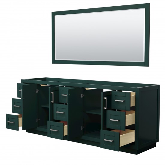 Miranda 84" Double Vanity in Green, No Top, Bruished Nickel Trim, 70" Mirror