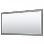 Miranda 84" Double Vanity in Dark Gray, No Top, Bruished Gold Trim, 70" Mirror