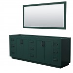 Miranda 84" Double Vanity in Green, No Top, Matte Black Trim, 70" Mirror