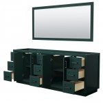 Miranda 84" Double Vanity in Green, No Top, Matte Black Trim, 70" Mirror