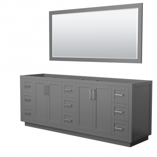 Miranda 84" Double Vanity in Dark Gray, No Top, Bruished Nickel Trim, 70" Mirror