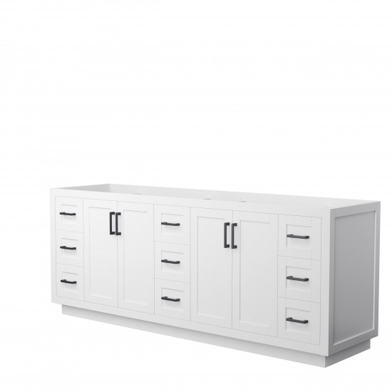 Miranda 84" Double Vanity in White, No Top, No Sink, Matte Black Trim