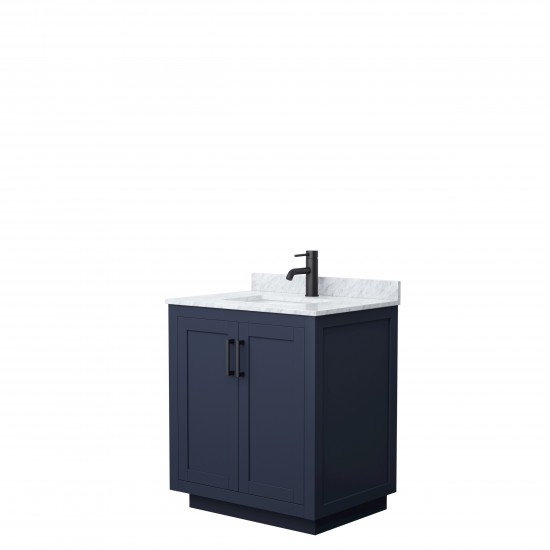 Miranda 30" Single Vanity in Dark Blue, Top, Square Sink, Matte Black Trim