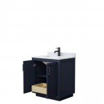 Miranda 30" Single Vanity in Dark Blue, Top, Square Sink, Matte Black Trim