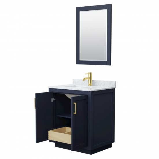 Miranda 30" Single Vanity in Dark Blue, Top, Gold Trim, 24" Mirror