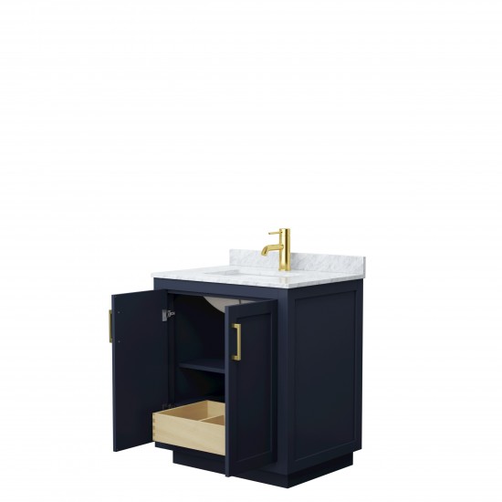 Miranda 30" Single Vanity in Dark Blue, Top, Square Sink, Brushed Gold Trim