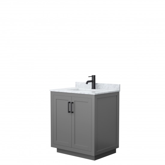 Miranda 30" Single Vanity in Dark Gray, Top, Square Sink, Matte Black Trim