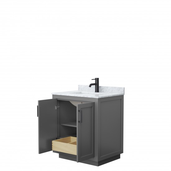 Miranda 30" Single Vanity in Dark Gray, Top, Square Sink, Matte Black Trim