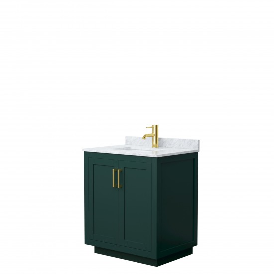 Miranda 30" Single Vanity in Green, Top, Square Sink, Brushed Gold Trim