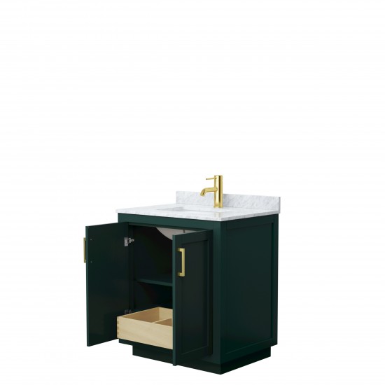 Miranda 30" Single Vanity in Green, Top, Square Sink, Brushed Gold Trim