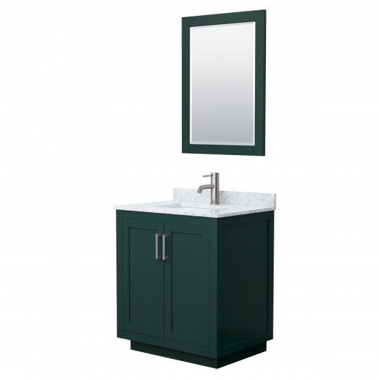 Miranda 30" Single Vanity in Green, Top, Square Brushed Nickel Trim, 24" Mirror