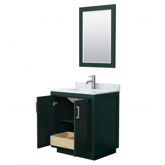 Miranda 30" Single Vanity in Green, Top, Square Brushed Nickel Trim, 24" Mirror