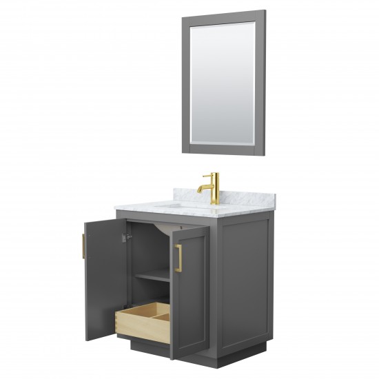 Miranda 30" Single Vanity in Dark Gray, Top, Gold Trim, 24" Mirror