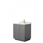 Miranda 30" Single Vanity in Dark Gray, Top, Square Sink, Brushed Gold Trim