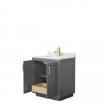 Miranda 30" Single Vanity in Dark Gray, Top, Square Sink, Brushed Gold Trim