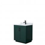 Miranda 30" Single Vanity in Green, Top, Square Sink, Matte Black Trim