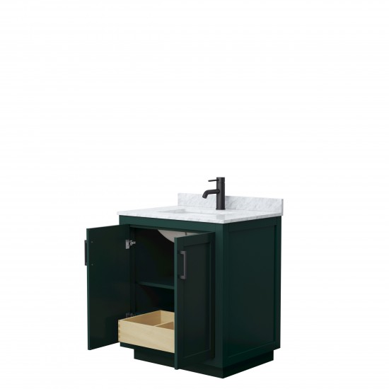 Miranda 30" Single Vanity in Green, Top, Square Sink, Matte Black Trim