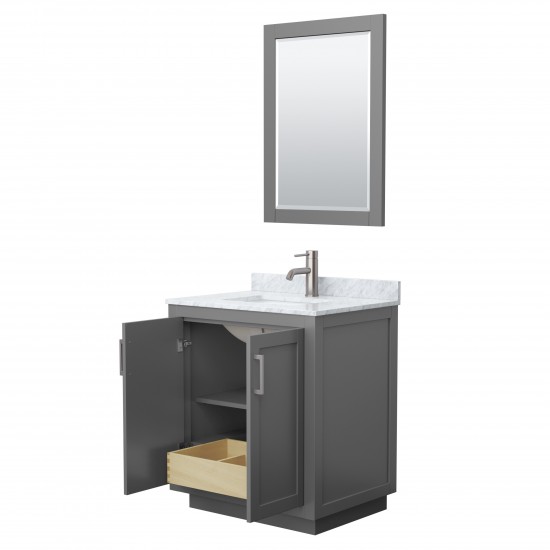 Miranda 30" Single Vanity in Dark Gray, Top, Nickel Trim, 24" Mirror