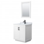 Miranda 30" Single Vanity in White, Top, Square Matte Black Trim, 24" Mirror