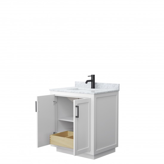 Miranda 30" Single Vanity in White, Top, Square Sink, Matte Black Trim