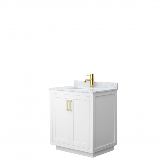 Miranda 30" Single Vanity in White, Top, Square Sink, Brushed Gold Trim