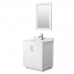 Miranda 30" Single Vanity in White, Top, Square Brushed Nickel Trim, 24" Mirror