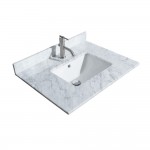 Miranda 30" Single Vanity in White, Top, Square Brushed Nickel Trim, 24" Mirror