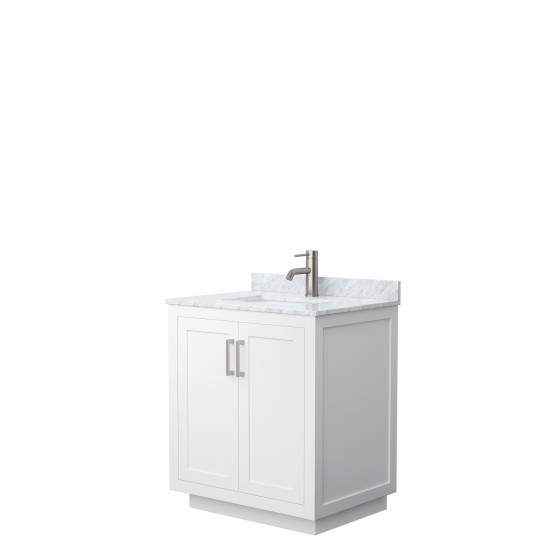 Miranda 30" Single Vanity in White, Top, Square Sink, Brushed Nickel Trim