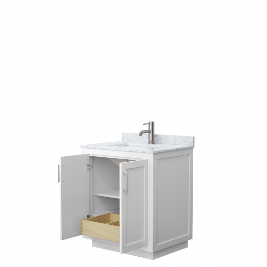 Miranda 30" Single Vanity in White, Top, Square Sink, Brushed Nickel Trim