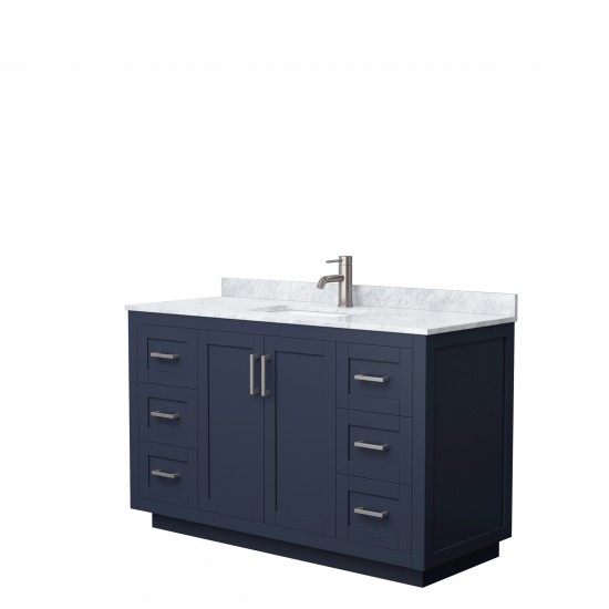 Miranda 54" Single Vanity in Dark Blue, Top, Square Sink, Brushed Nickel Trim