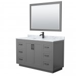 Miranda 54" Single Vanity in Dark Gray, Top, Square Matte Black Trim, 46" Mirror