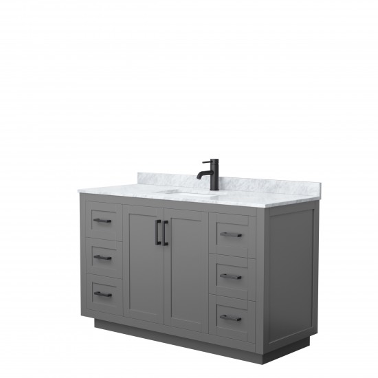 Miranda 54" Single Vanity in Dark Gray, Top, Square Sink, Matte Black Trim